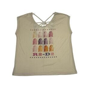 Disney Parks Star Wars R2D2 Sleeveless Open Back T Shirt Tank Beige Large